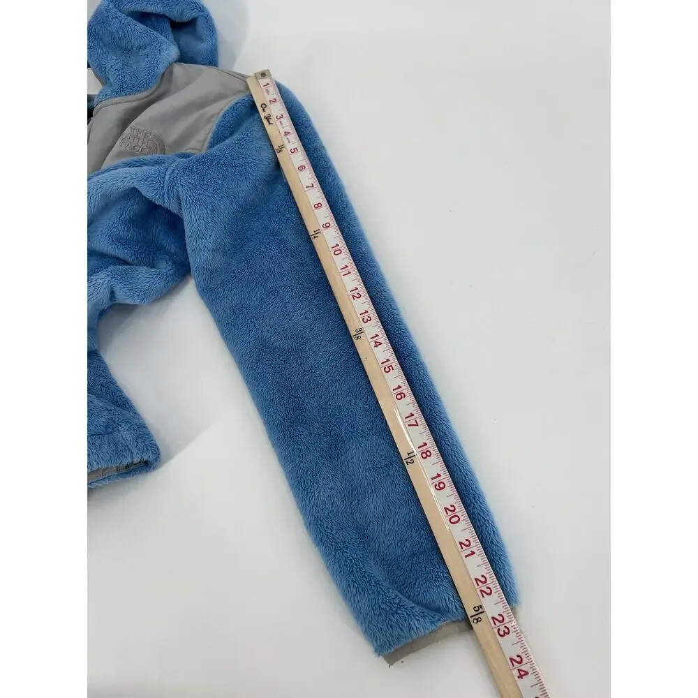 The North Face Girls Jacket XL Blue Gray Fleece Hooded Pockets Full Zip Logo